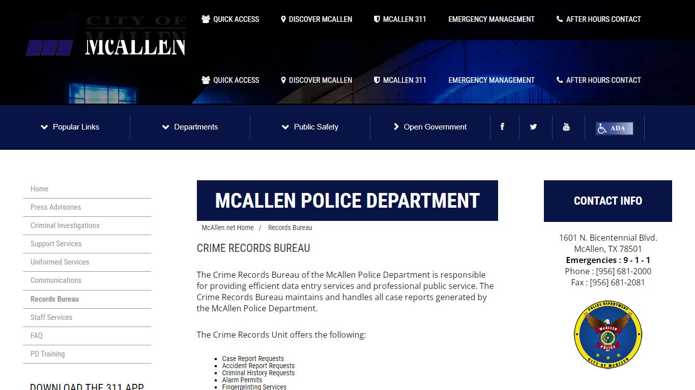 Crime Records Bureau - McAllen