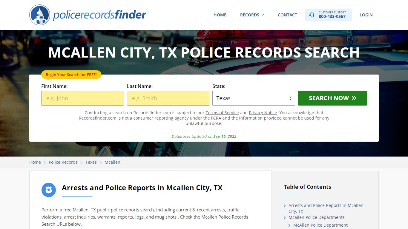 Mcallen, Hidalgo County, TX Police Reports & Police Department Records