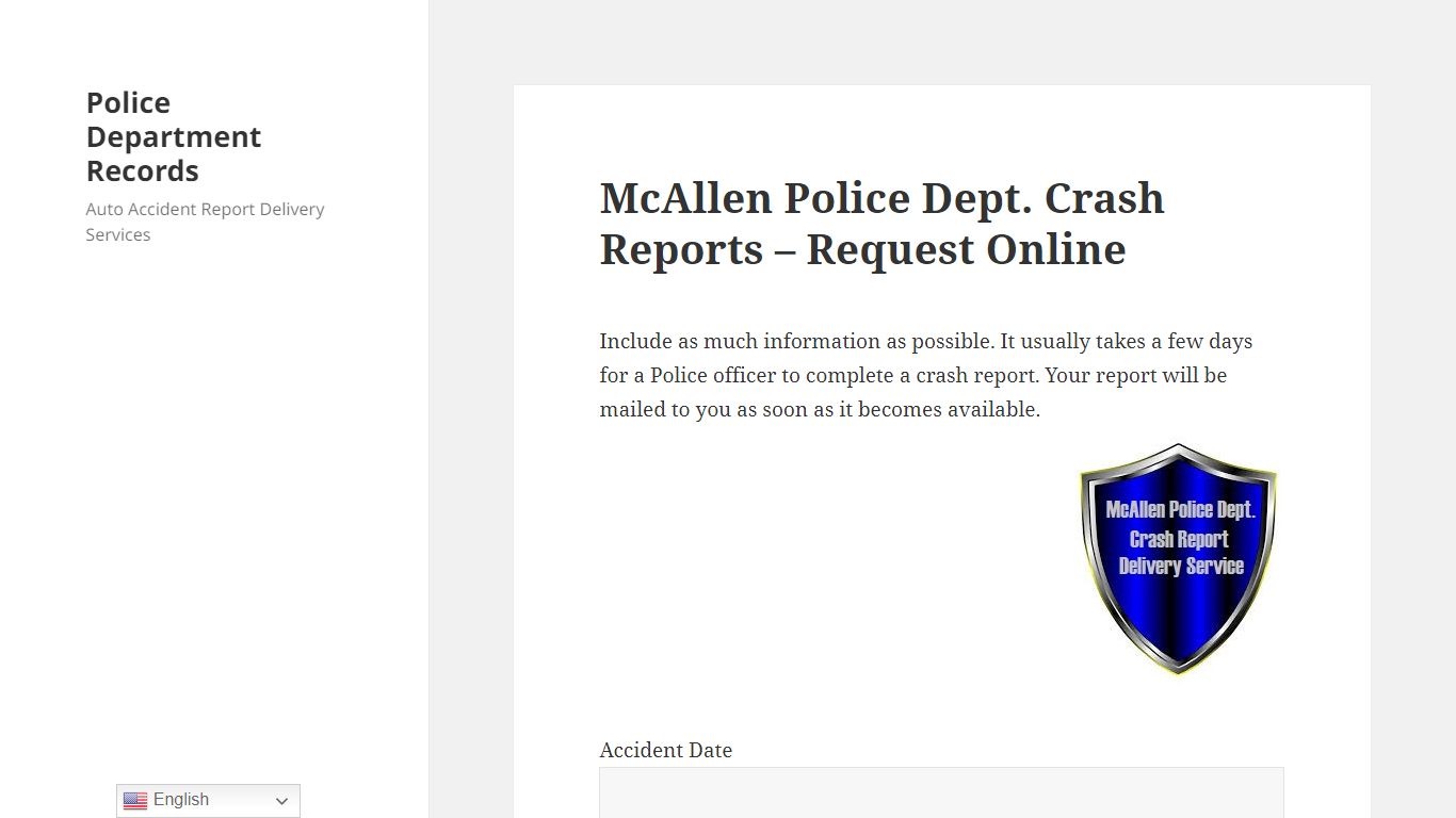 McAllen Police Dept. Crash Reports - Police Department Records